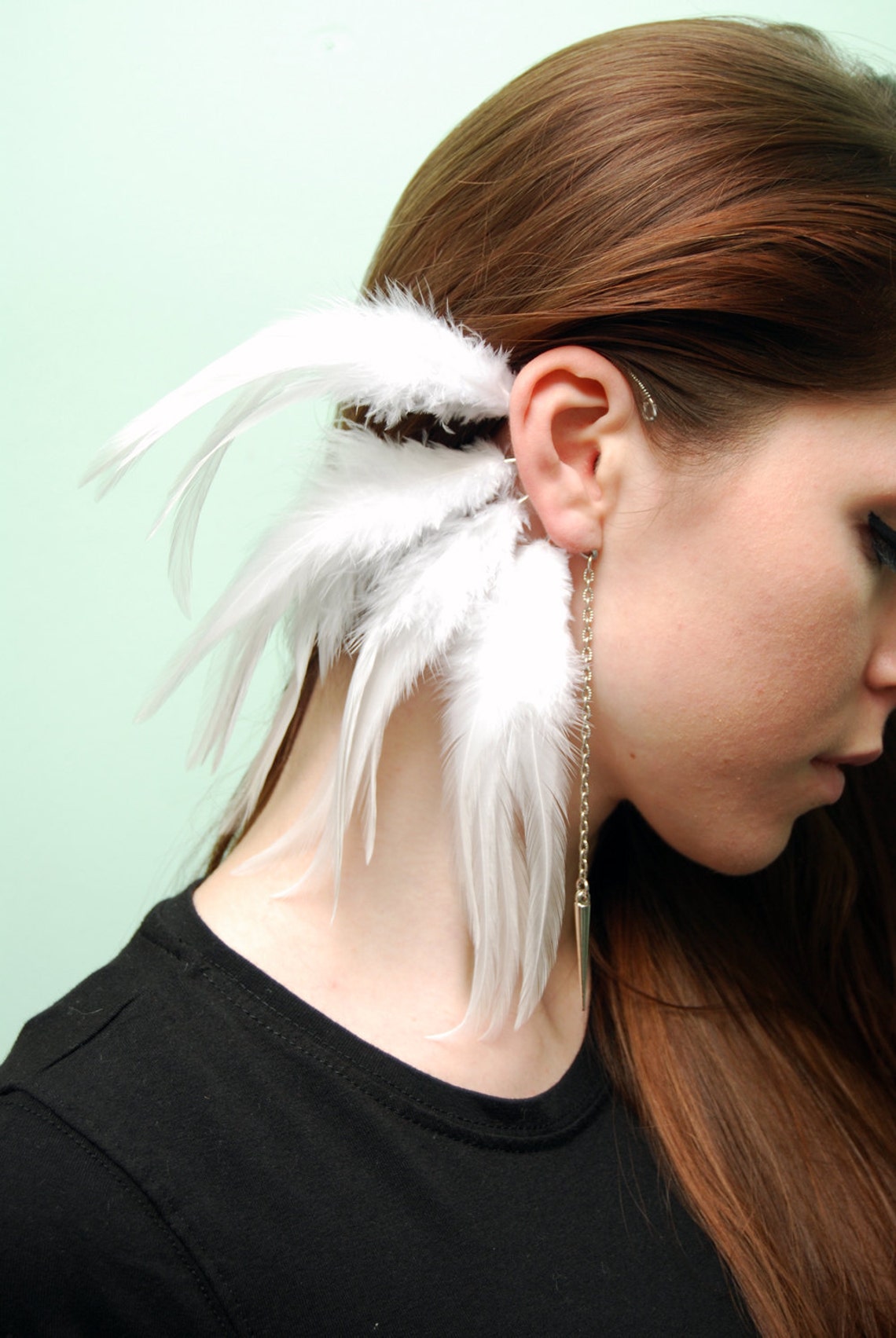Feather Ear Cuff, Ear Cuff, Feather Earrings, Hippie, Bohemian, Hair