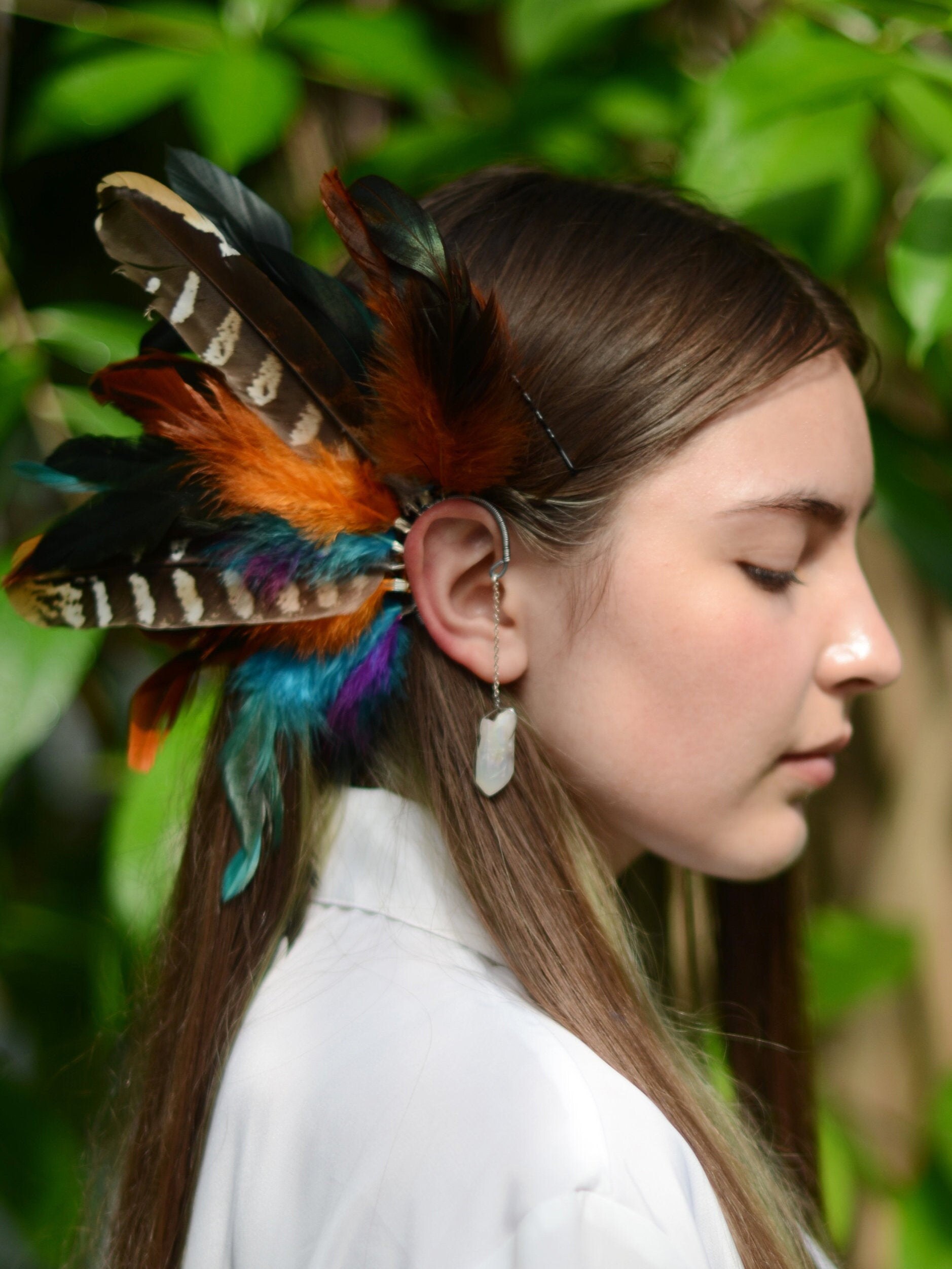 Feather Ear Cuff Feather Ear Wrap Festival Ear Cuff Crystal Etsy