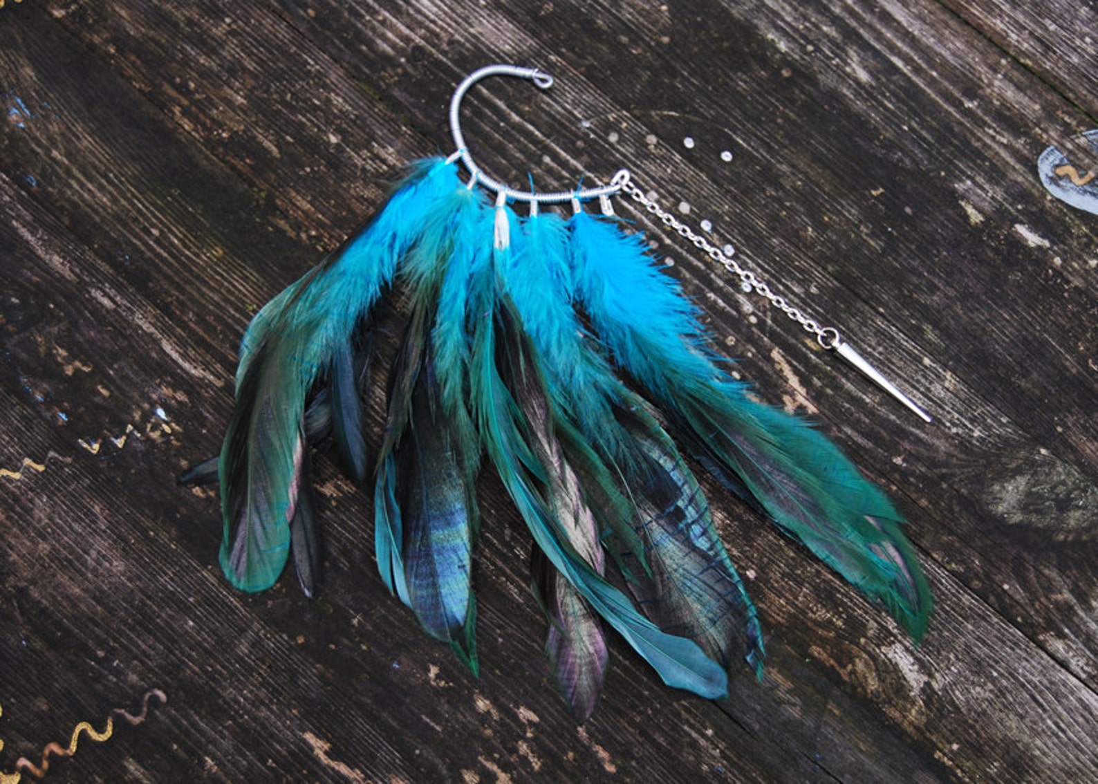 Feather Ear Cuff Feather Ear Wrap Festival Ear Cuff Etsy