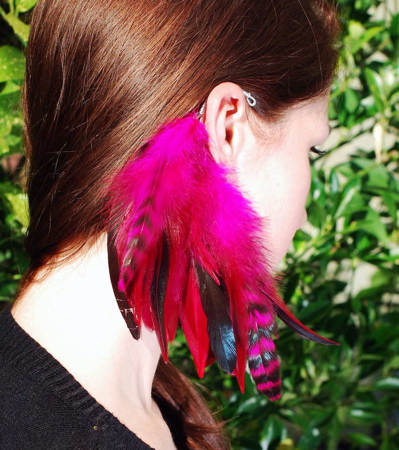 Feather Ear Cuff Ear Cuff Feather Earrings Hippie Etsy