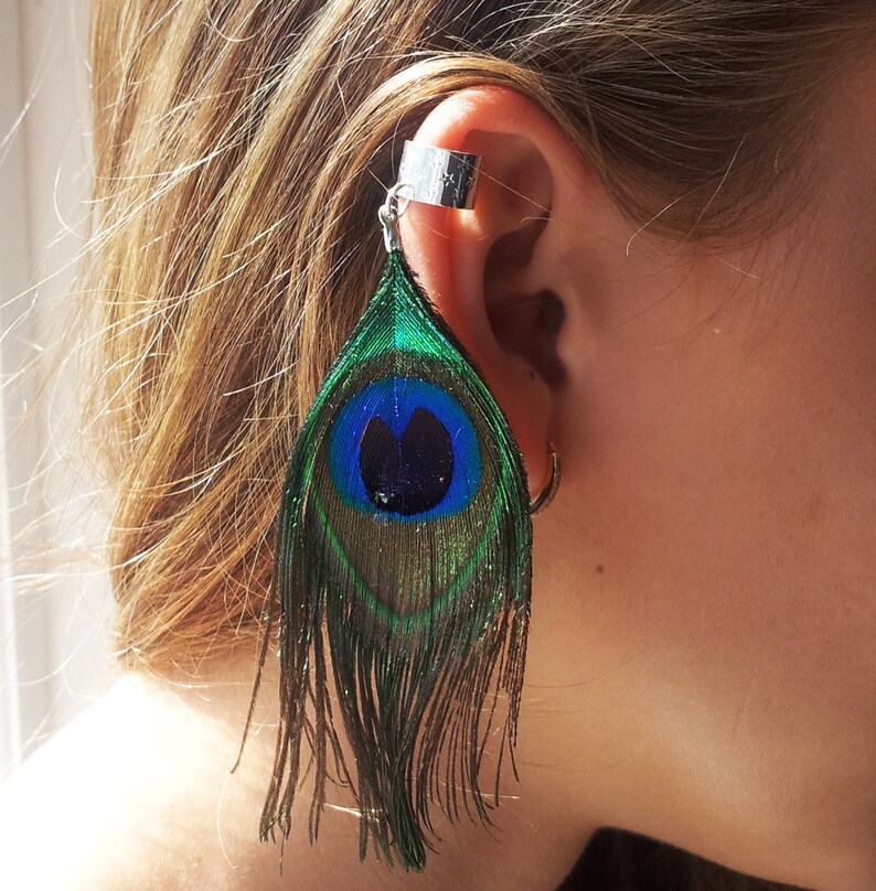 Peacock Feather Ear Cuff Etsy