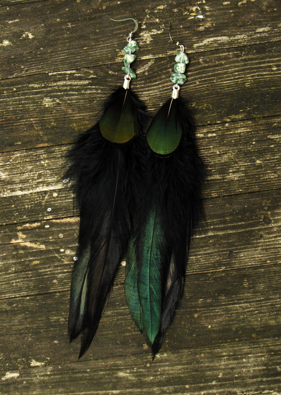 Feather Earrings Black Etsy