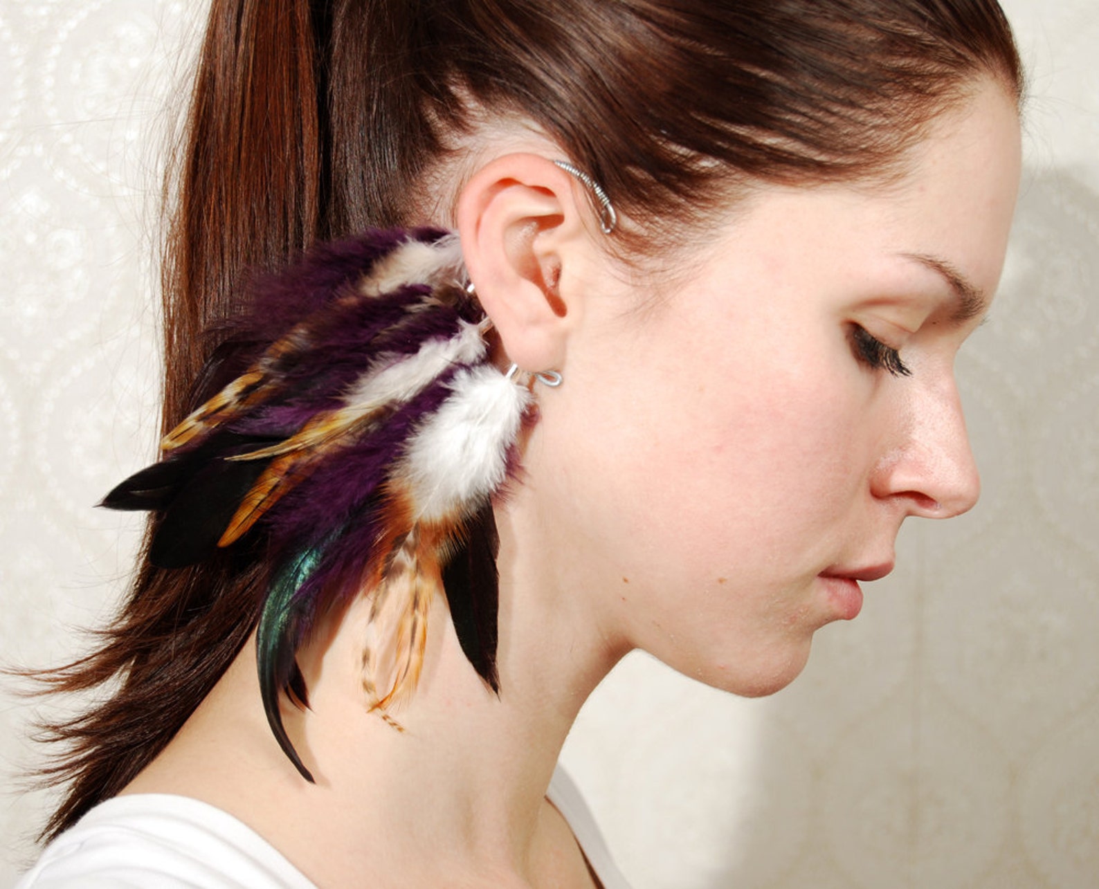 Feather Ear Cuff Ear Cuff Feather Earrings Ear Wrap Etsy
