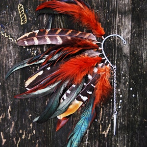 Feather Ear Cuff - Fire Tiger
