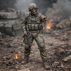 Harz-Zombie-Soldat Figur | Skalierte Resin Diorama Figur