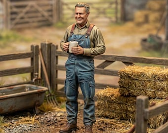 3D-geprint figuur van een boer | Landelijk diorama, modelspoorkit