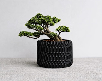 Maceta con diseño geométrico negro - Maceta