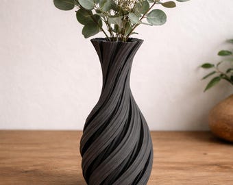 Jarrón decorativo en espiral – Jarrón de diseño moderno – Decoración de interiores minimalista – Jarrón para flores secas