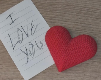 Corazón rojo tejido - Pequeño objeto decorativo - Regalo de amor