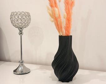 Jarrón negro retorcido - Flores secas o frescas - Regalo original