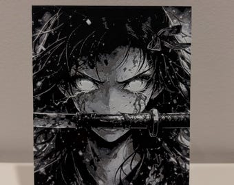 Arte mural en relieve de Demon Slayer – Arte manga japonés – Decoración de anime oscuro – 13 x 20 cm – Regalo para fans del manga