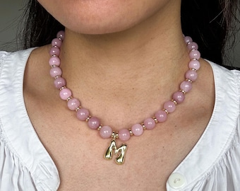 Benson Gold Initial Necklace in Kunzite