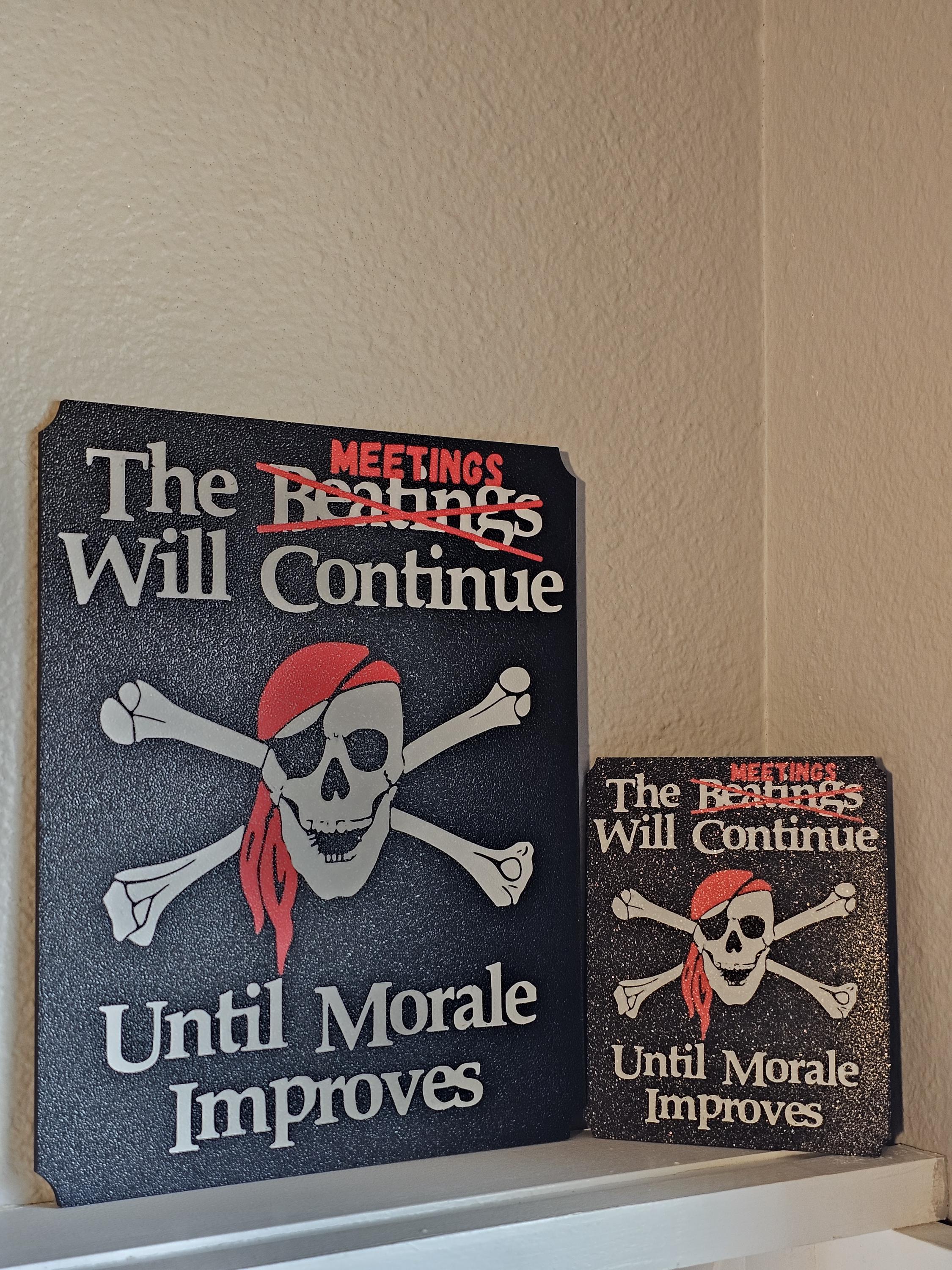 Rosefinch Stone Targa In Metallo Divertente 20x30 Cm Con Slogan 'The Beatings Will Continue Until Morale Improves', Decorazione Da Parete Retrò - 4