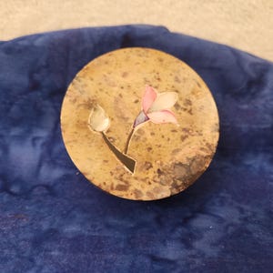 Stone Marble Brown Box with Flower on Top for Small Things Storage Dresser Home Décor, Gift for Birthday, Gift for Wife