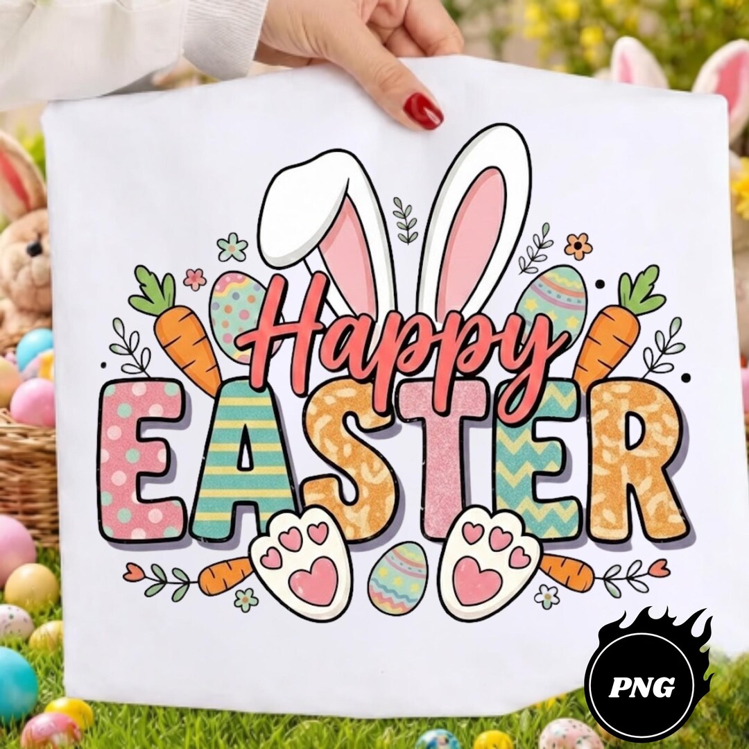 Western Happy Easter Bunny PNG, Easter Day Sublimation Design, Instant ...