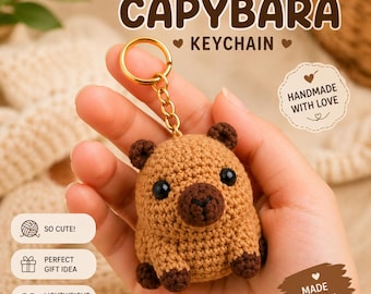 Cute Crochet Capybara Keychain Pattern PDF, Amigurumi Keychain Crochet Pattern, Cute Animal DIY Gift Idea, Digital Download.