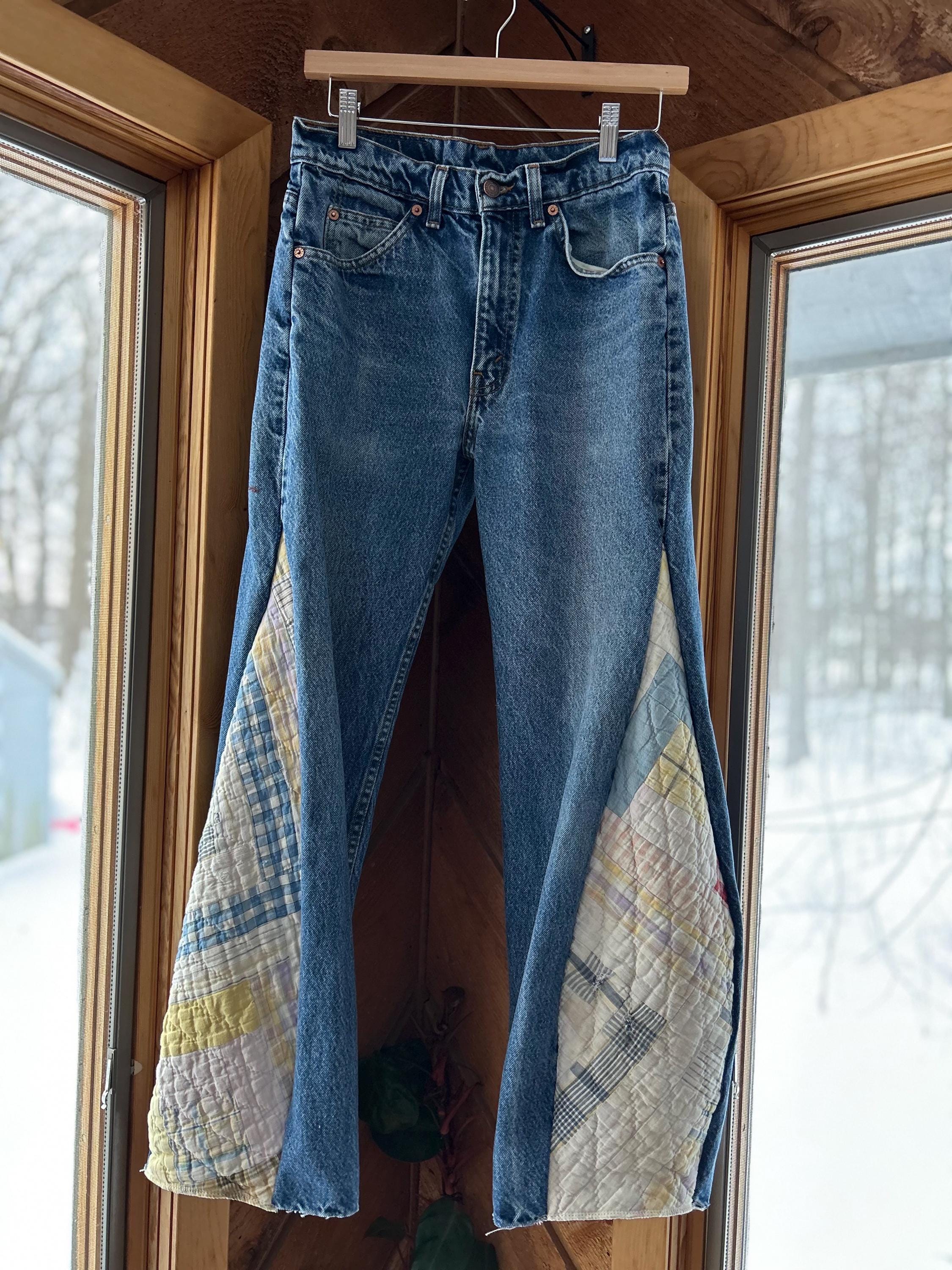 Jeans Levi's Redline Patchwork Bas Cloche - Taille 34 - Denim Vintage - Occasion Très Bon état