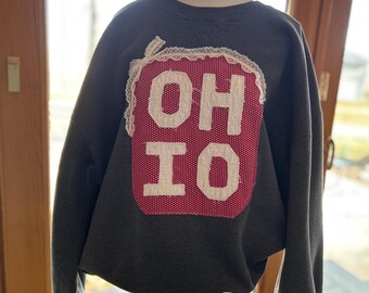 Sudadera vintage O H I O retrabajada/OSU