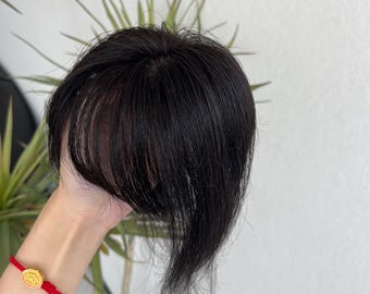 10 in Bangs Middle Part Hair Topper T-Shaped Double Weft Processed Remy Hair