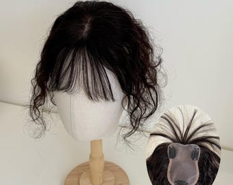 8x11cm Mono Human Hair Topper, 130% Hand-Tied Breathable Hairpiece