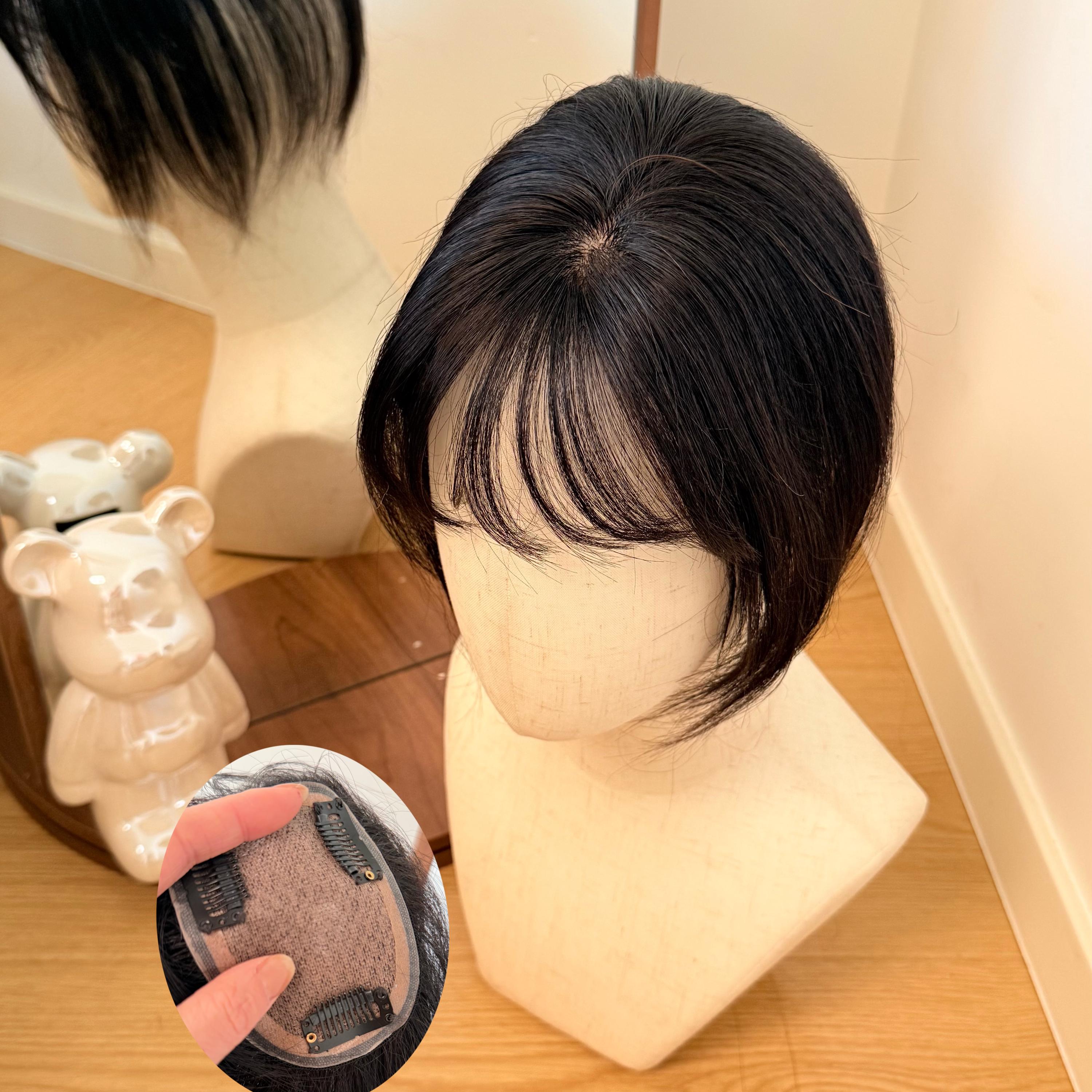 7x7 Human Hair Topper with Bangs for Thinning Hair Large Coverage Straight Remy Human Hair Toppers With Bangs Toupee... From  main image 4