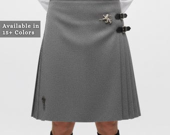 Classic Grey Wool Scottish Kilt – Traditional 5 Yard Highland Kilt for Men