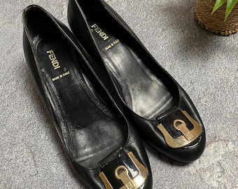 Zapatos de tacón Fendi de piel vintage para mujer, talla 37.5