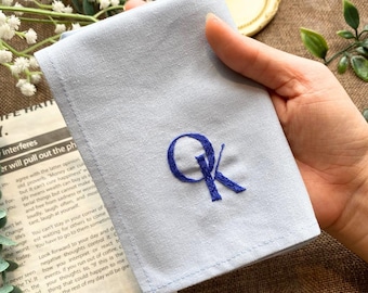 Pañuelos con iniciales personalizadas bordadas a mano, regalos personalizados, pañuelos de bolsillo bordados, recuerdos de boda.