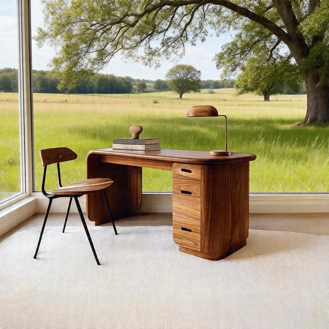 Solid Wood Desk With Drawers Minimalist Writing Desk Nordic Small Space ...
