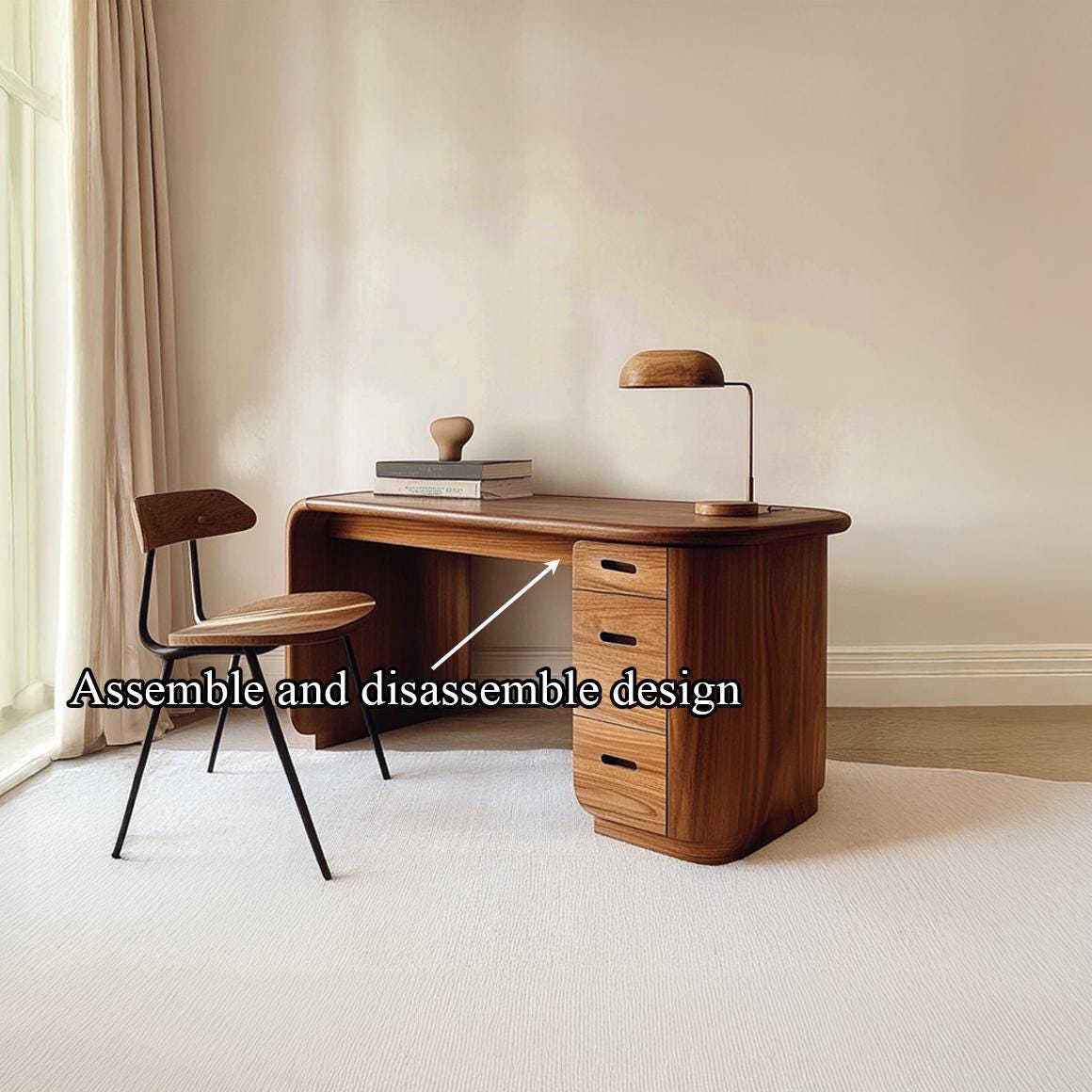 Solid Wood Desk With Drawers Minimalist Writing Desk Nordic Small Space ...