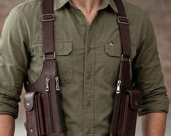 Leren borsttas heren, schoudertas crossbody, tactische schoudertas, festivalreisetui