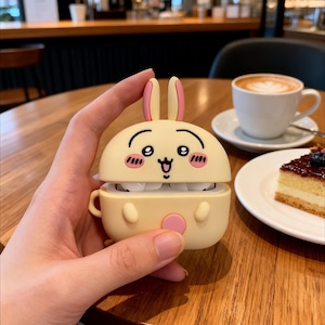 Funda para AirPods con diseño de conejito Kawaii, funda de silicona con forma de conejo, funda con diseño de animal de dibujos animados, regalo para niñas, compatible con AirPods Pro y 1/2/3/4.