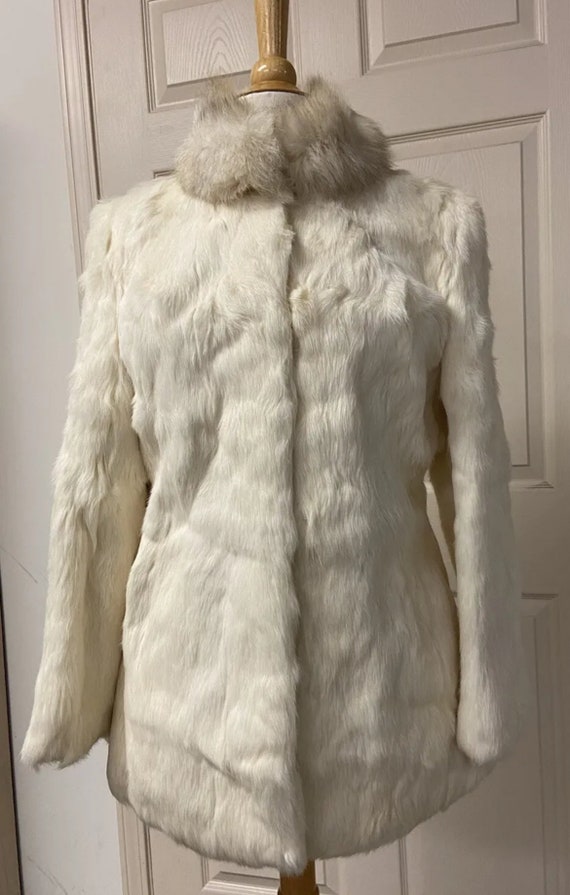 Genuine White Rabbit And Fox Collar Vintage Fur C… - image 1