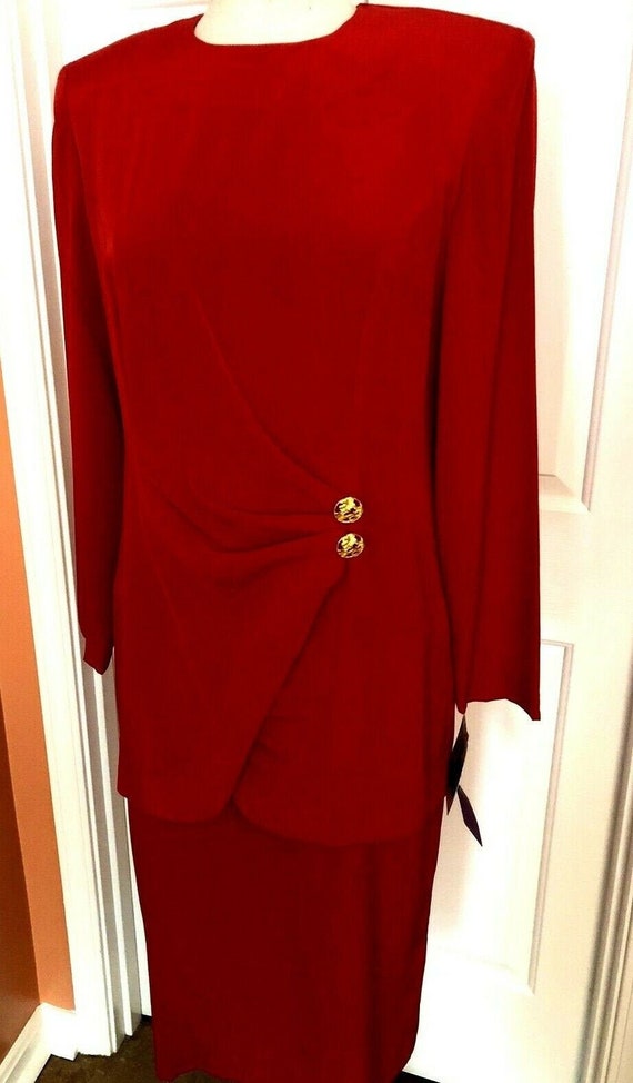 1990 Vintage FTLTD Red Dress One Piece Suit Size 8 NWT - Gem