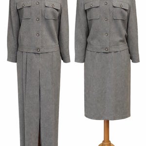 VTG Pendleton 3-delig taupe dameskostuum van 100% zuivere wol, blazer, rok, broek 6 m