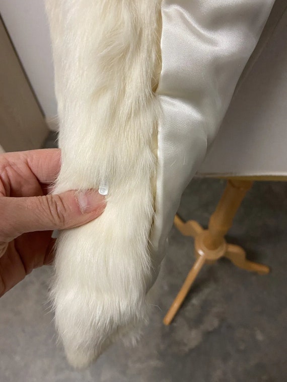 Genuine White Rabbit And Fox Collar Vintage Fur C… - image 9