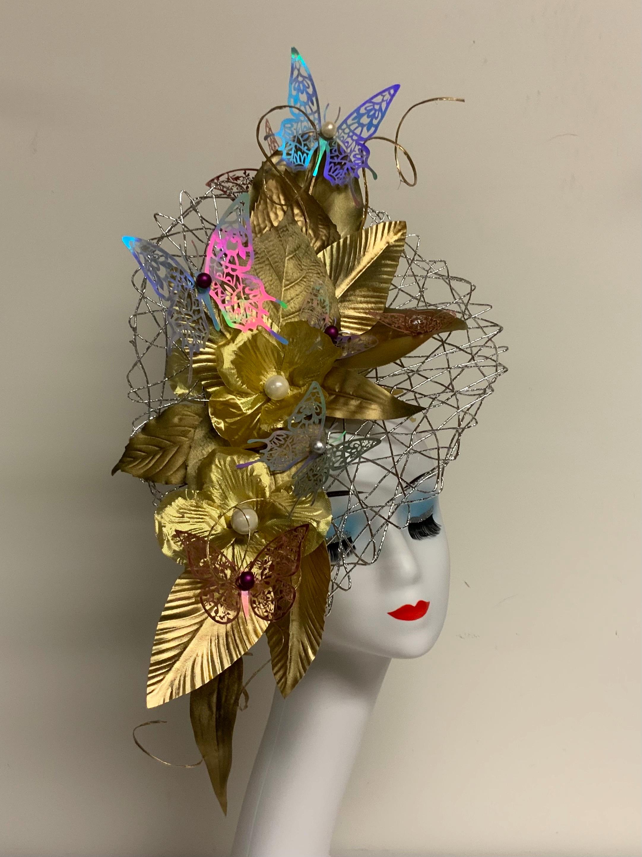 Easter Ascot KY Derby Gold/silver Irrodescent Butterflies 