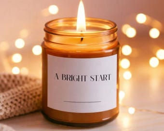 New Year Candle Gift, Funny Soy Candle in Cozy Glass Jar with A bright start, Gift for Her, Him or Couples