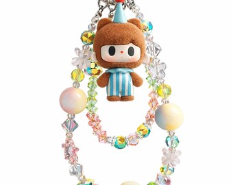 Authentic Tutubear flocked bean keychain/bag charm