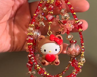 Authentic Teddy Hello Kitty charm keychain/bagcharm