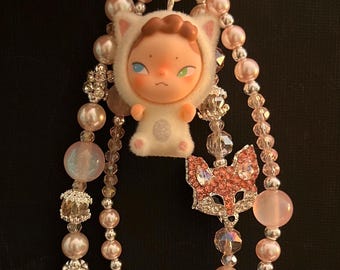 Authentic flocked Kitty Sooya keychain/ bag charm
