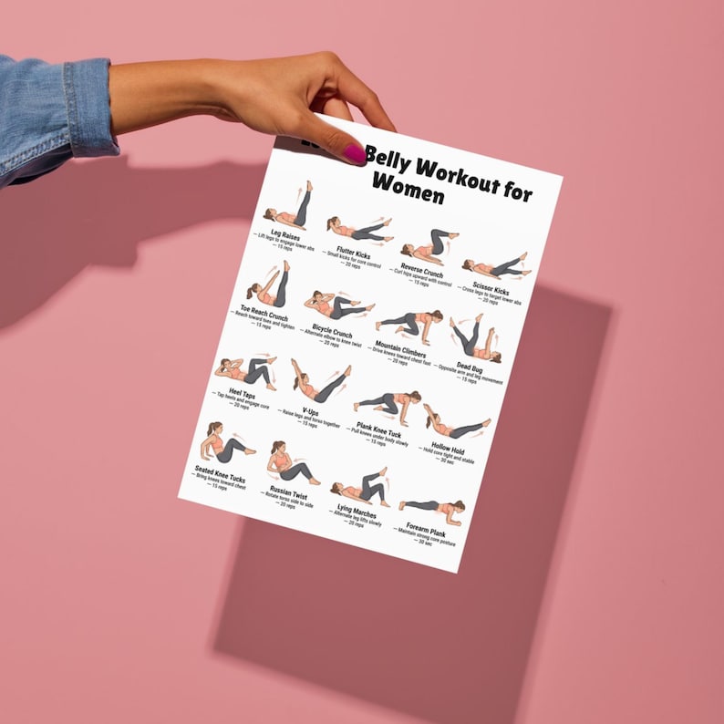 Lower Belly Workout Printable, Abs Workout Chart, Flat Stomach ...