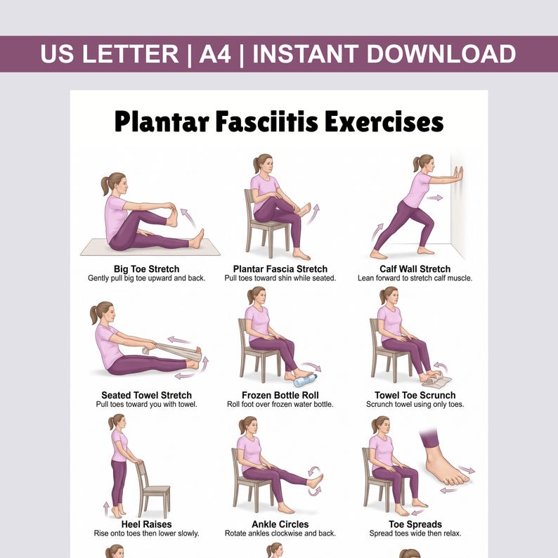 Plantar Fasciitis Exercises | Printable Foot and Heel Stretching ...