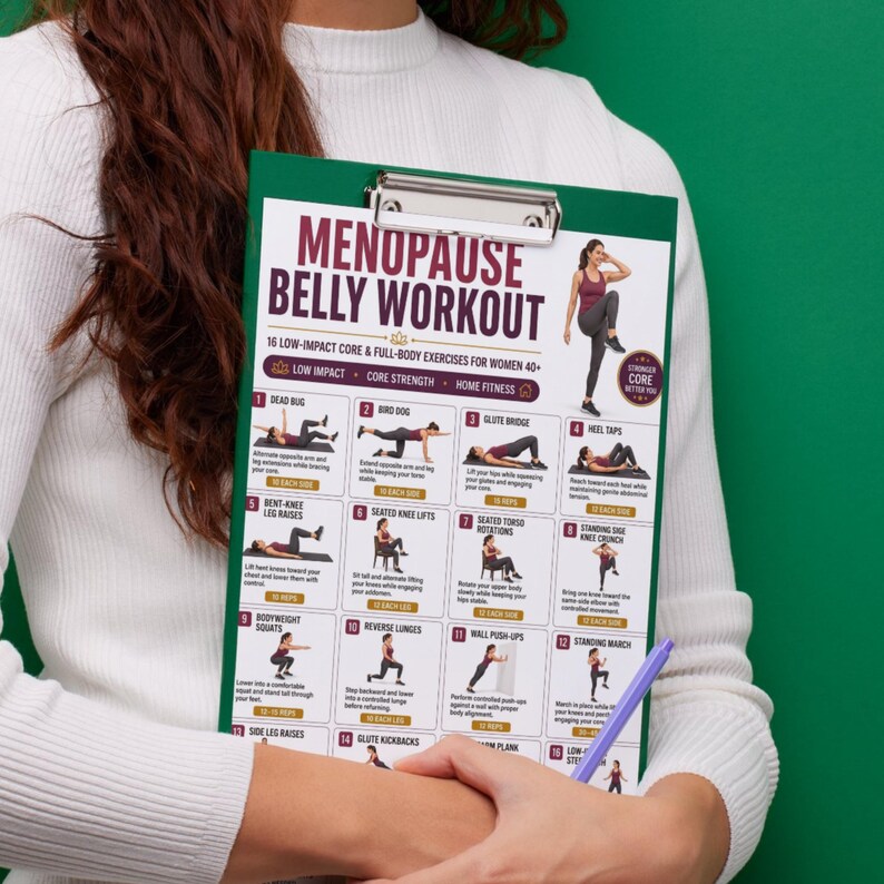 Menopause Belly Workout Printable 16 Core Exercises For Women Over 40 Menopause Belly Workout Printable 16 Core Exercises For Women Over 40