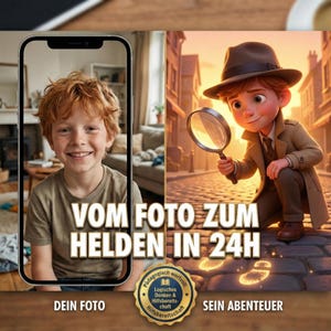 Logic training as an adventure: Personalized detective book with photo | Learning objective: Combine & think along | Gift for ages 6-9 | PDF in 24h