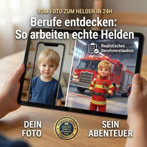 Descubre las profesiones: Libro de bombero personalizado con foto | Tu hijo en el parque de bomberos | Valoración y trabajo en equipo | Objetivo de aprendizaje: la realidad | PDF