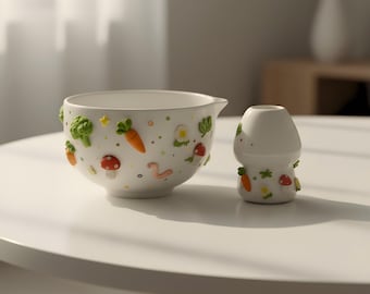 Set de matcha Garden Harvest con boquilla / Estética vegetal original / Regalo de cumpleaños único para ella / Regalo de cumpleaños / Regalo para el Día de la Madre