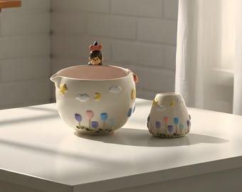 Handmade Anime Matcha Bowl Set, Kawaii Ceramic Matcha Kit, Cute Tea Ceremony Set, Gift for Anime Lover, Cozy Aesthetic Matcha Bowl