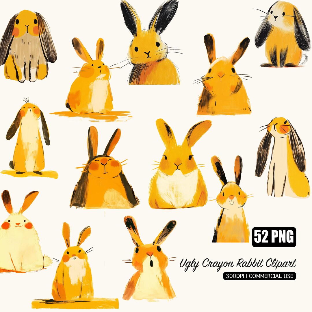 Crayon Bunny Clipart PNG | Cute Scribble Rabbit Doodle | Kawaii Nursery ...