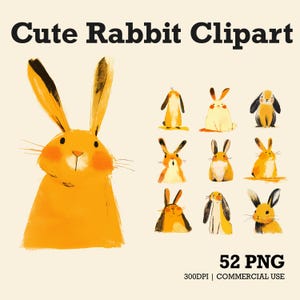 Crayon Bunny Clipart PNG | Cute Scribble Rabbit Doodle | Kawaii Nursery Animal | Printable Easter Bunny